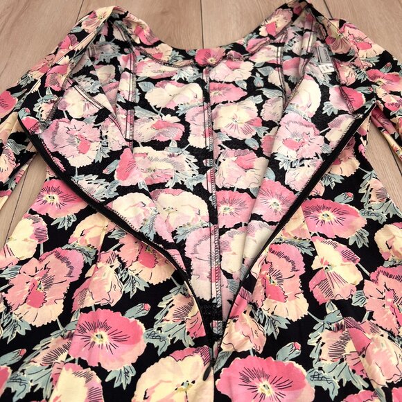 Vintage 90s Ashley Brooke Long Sleeve Floral Rayon Swing Dress VTG 10 / Modern 6 - Picture 8 of 15